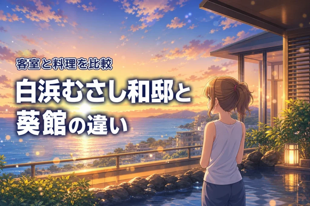白浜むさしの和邸と葵館の違いは客室と料理！贅沢派とコスパ派の最適な選び方